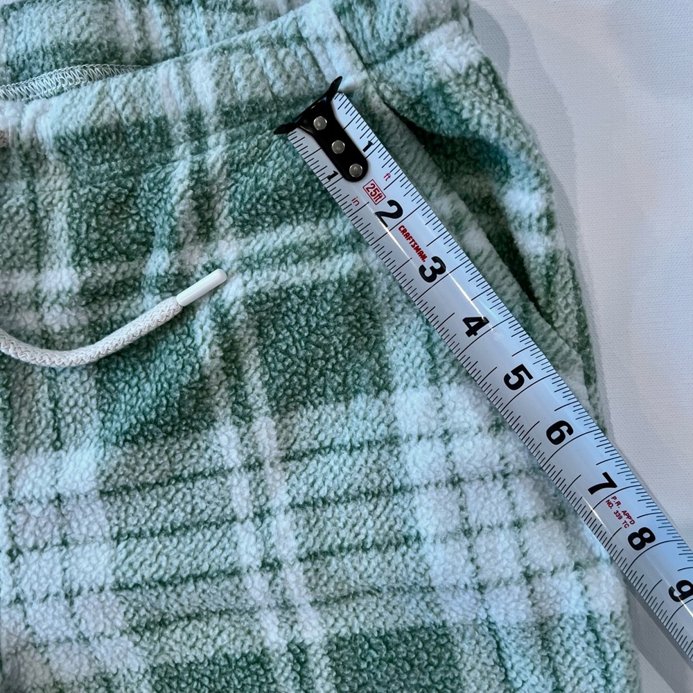 Aerie Snowed In Plaid Green Fleece Joggers PJ’s Pants Viscose Medium - Picture 7 of 12